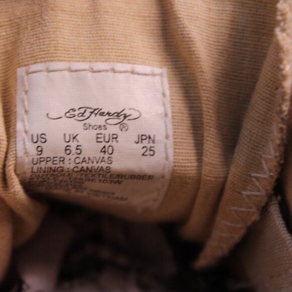 Ed Hardy Black and Cream Striped Sneakers - Picture 7 of 9